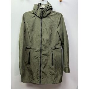 Nautica Women's‎ Green Hooded Water Resistant Jacket Mid Length Size M